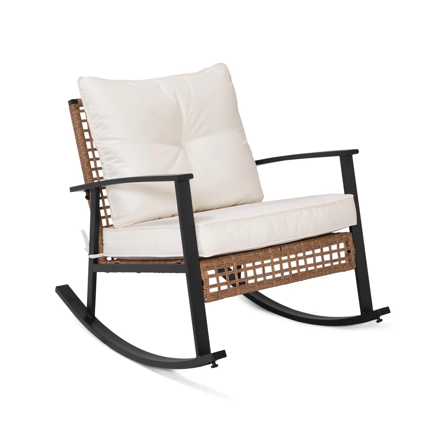 Rattan Modern Cushioned Rocking Armchair