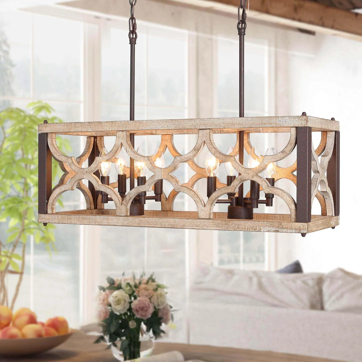 Rustic Gray Farmhouse Dining Room Chandelier