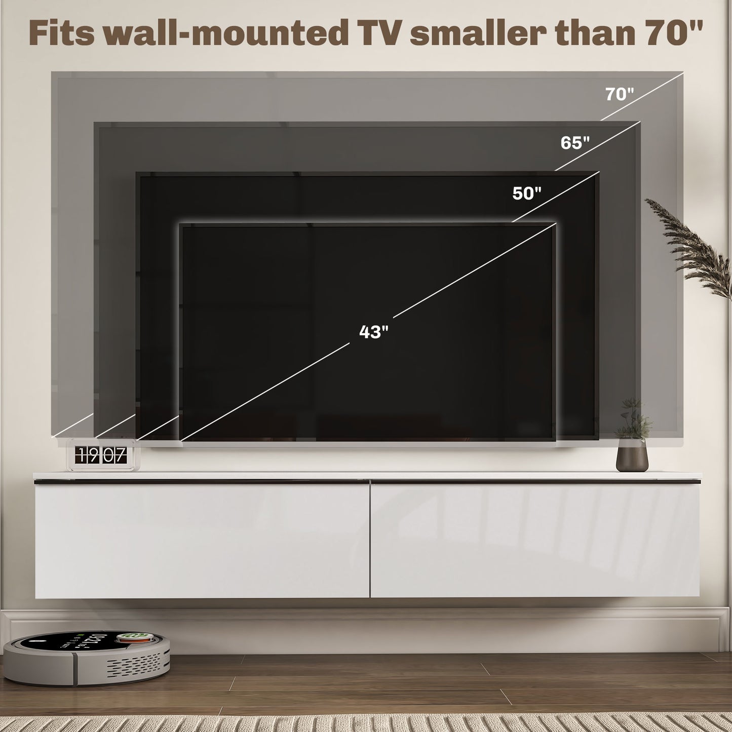 Pierce Floating High Gloss TV Cabinet Stand