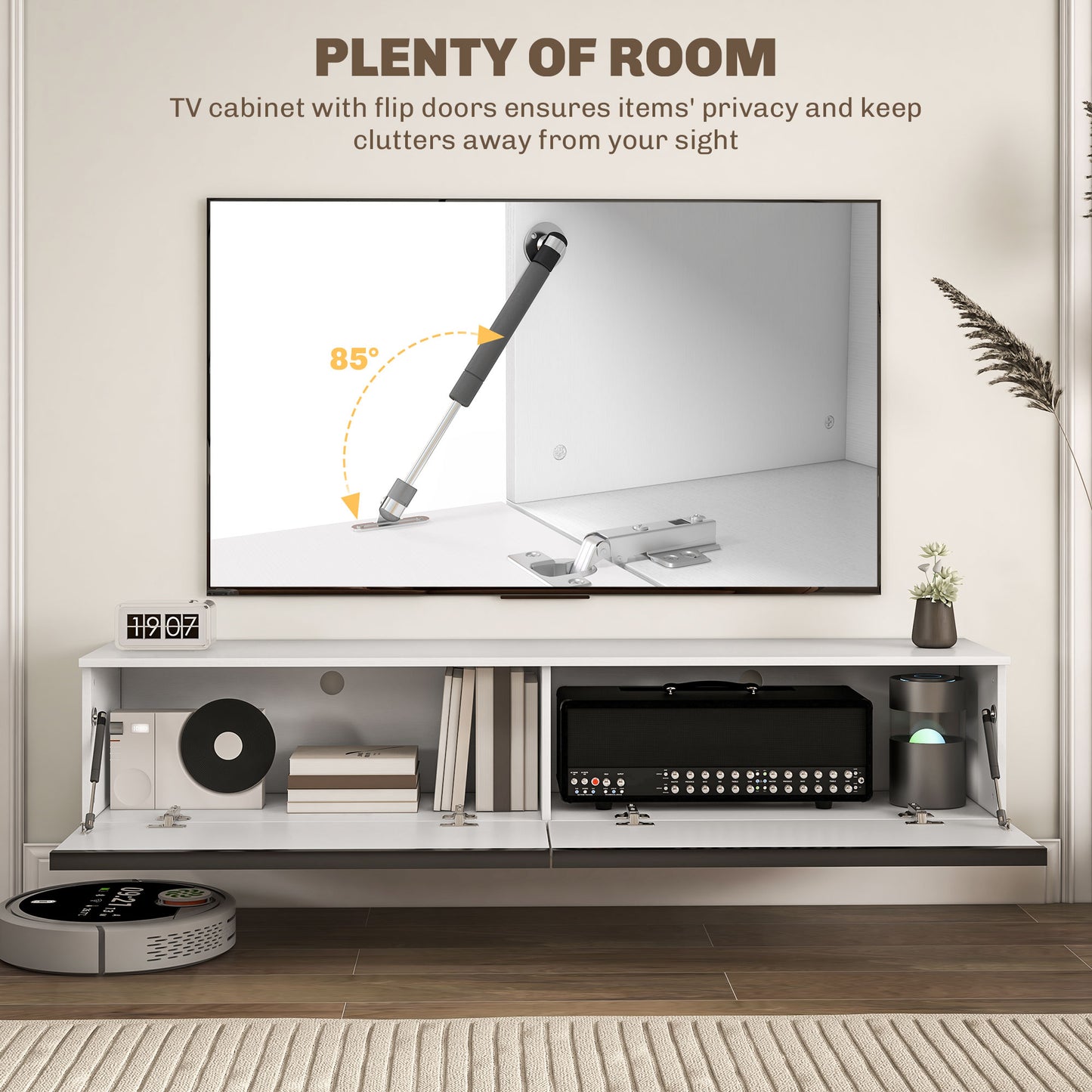 Pierce Floating High Gloss TV Cabinet Stand