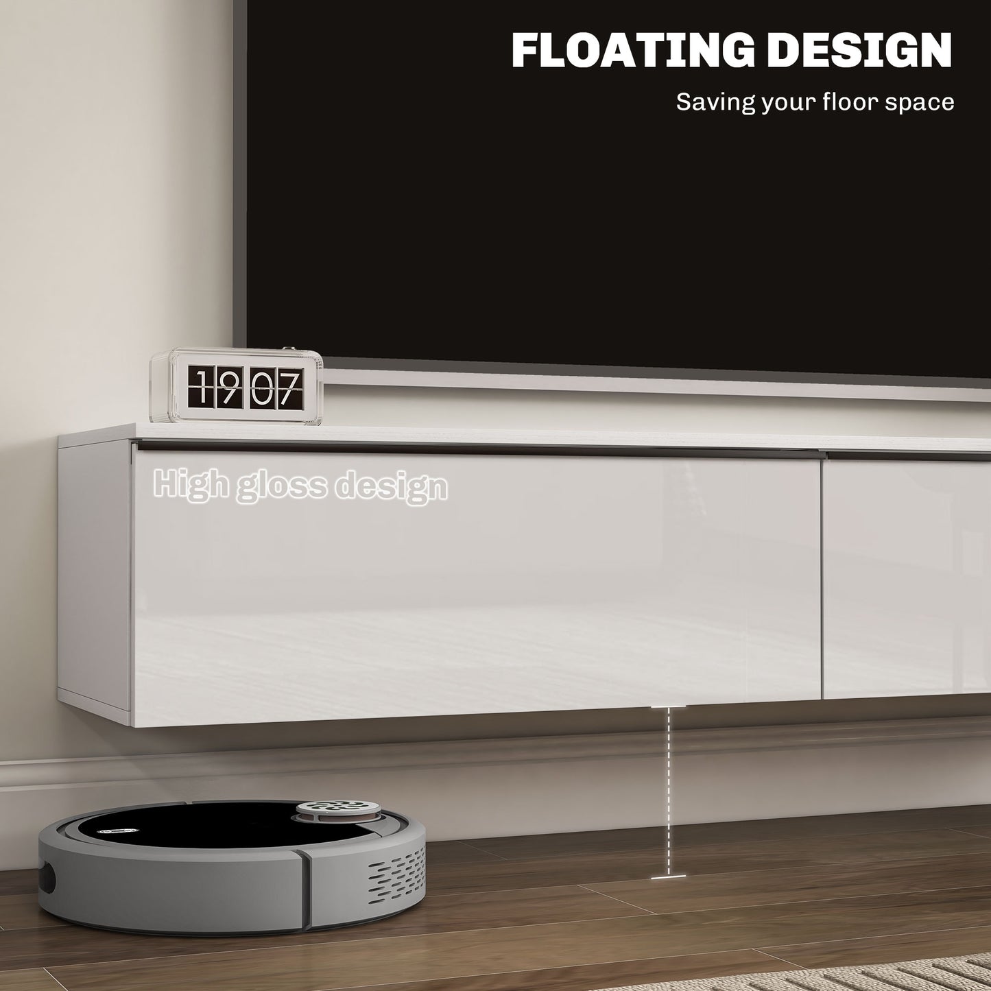Pierce Floating High Gloss TV Cabinet Stand