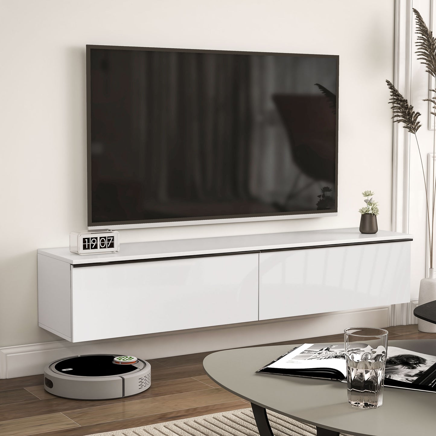 Pierce Floating High Gloss TV Cabinet Stand