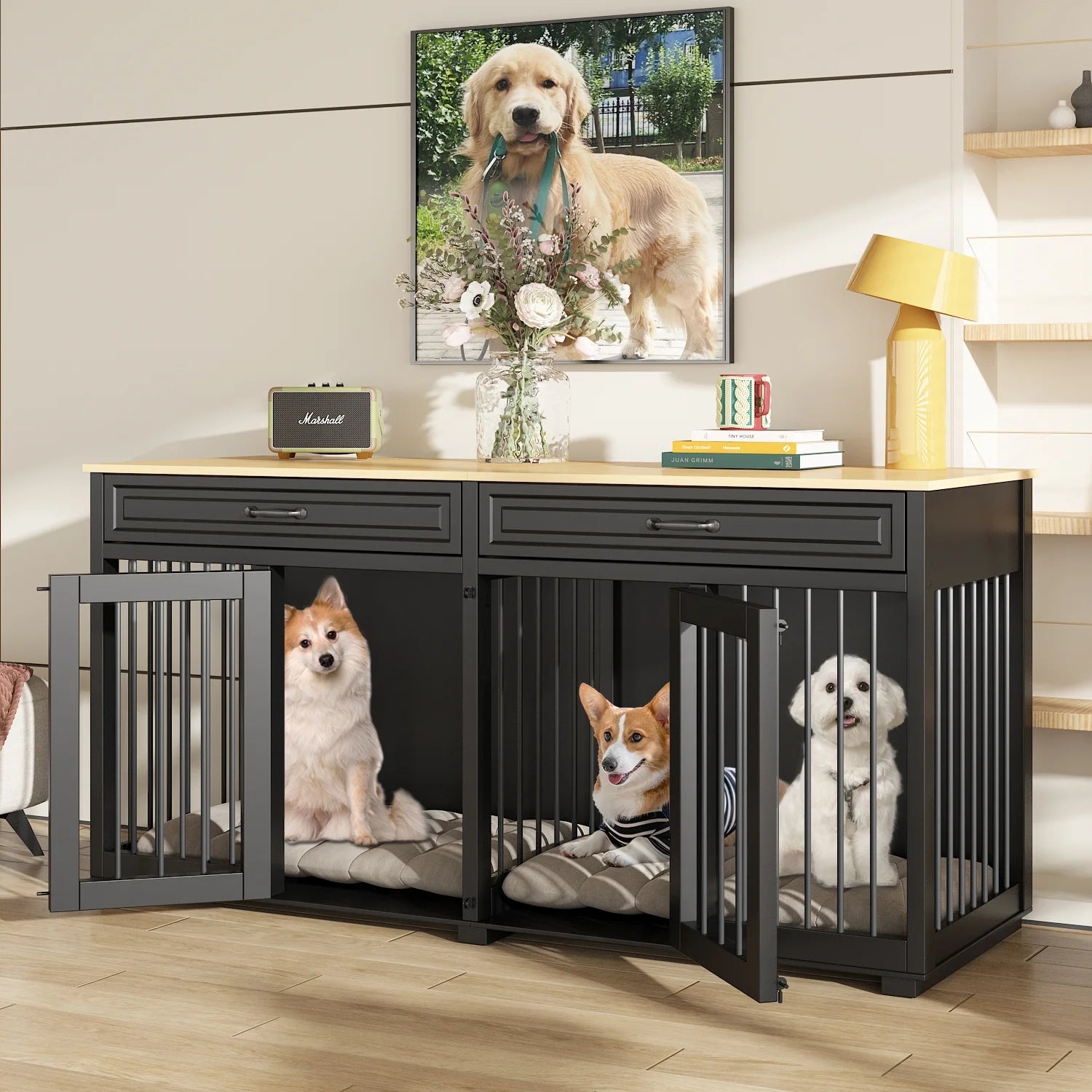 Blake Double Dog Crate Furniture For 2 Dogs Canva Home