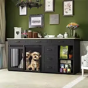 67" Ryan Large Dog Crate Furniture Canva Home
