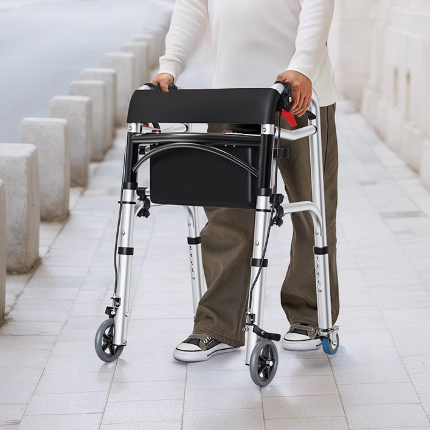 Senior Lightweight Mobility Walker With Seat (With Brake)