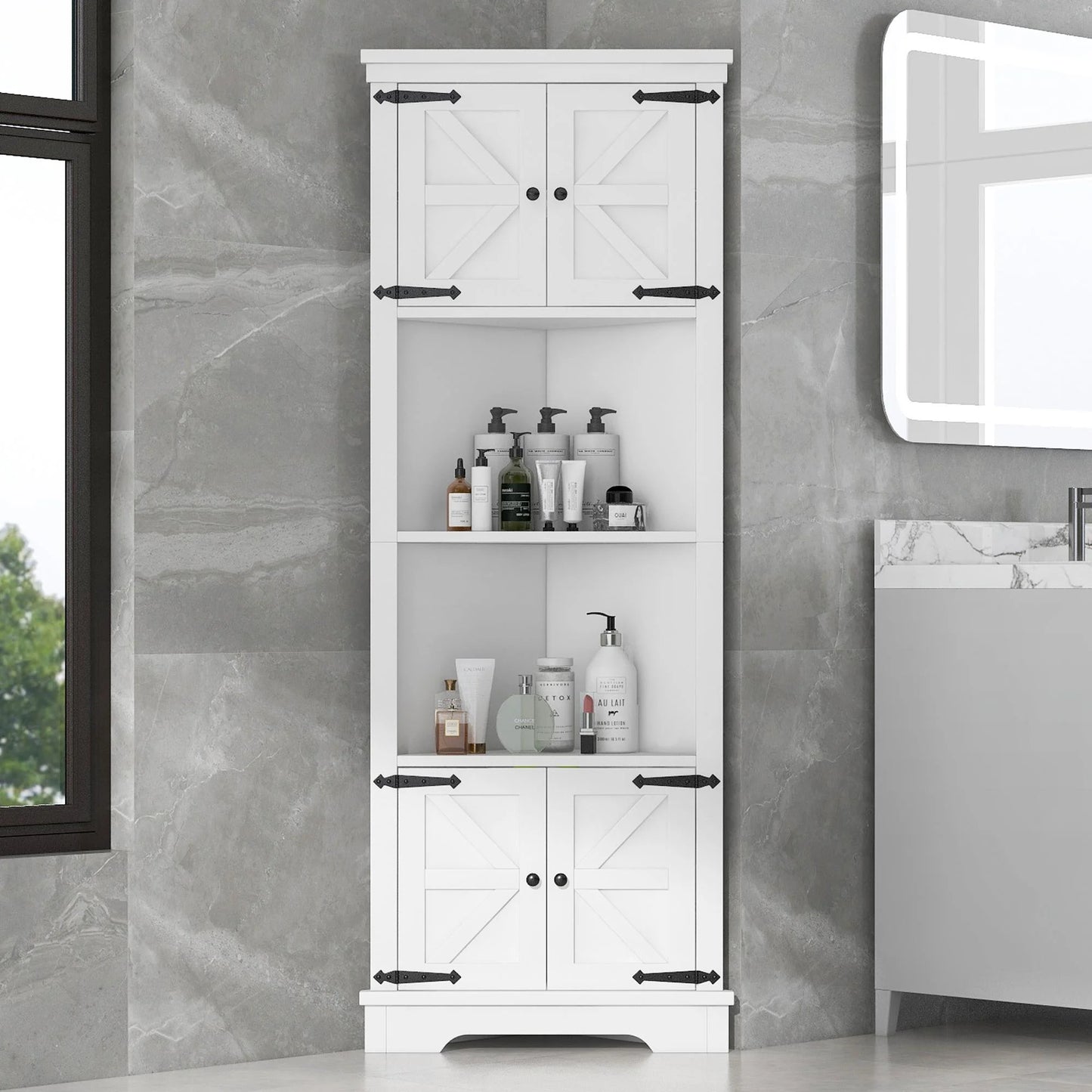 Dana Tall Corner Kitchen Pantry Cabinet