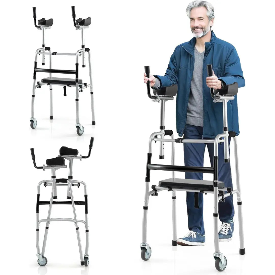 Senior Lightweight Upright Mobility Walker With Seat Canva Home