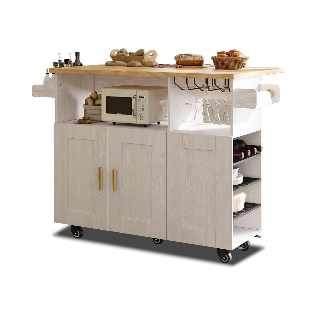 Myles Rolling Drop Leaf Kitchen Island Cart
