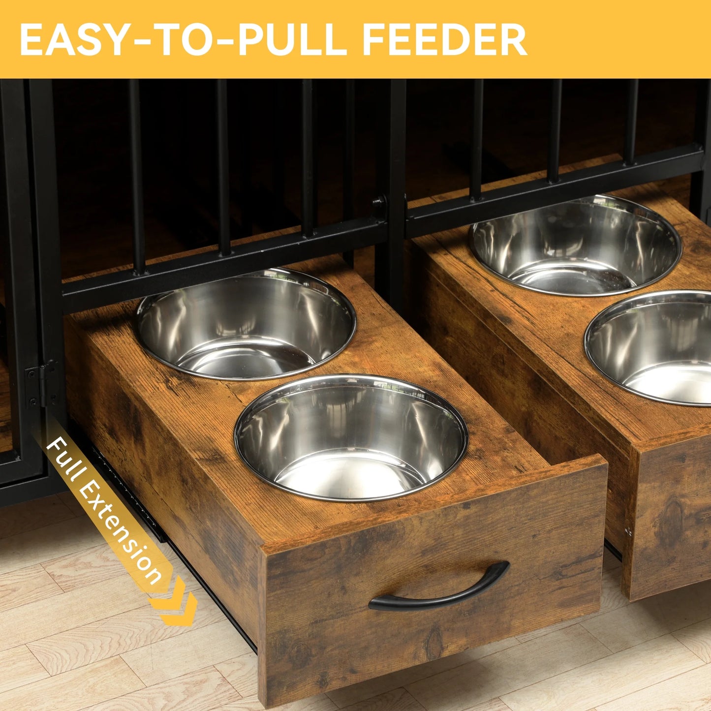 74.8" Oskar Double Dog Crate Furniture For 2 Dogs