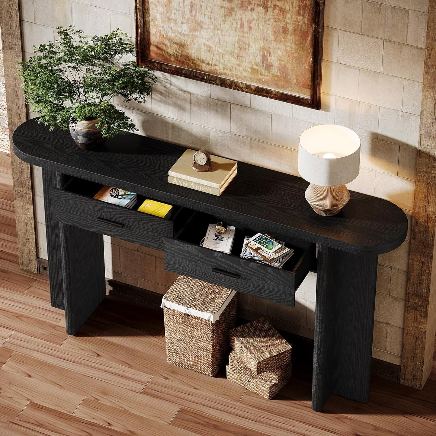 63-Inch Console Table with 2 Drawers - Canva Home