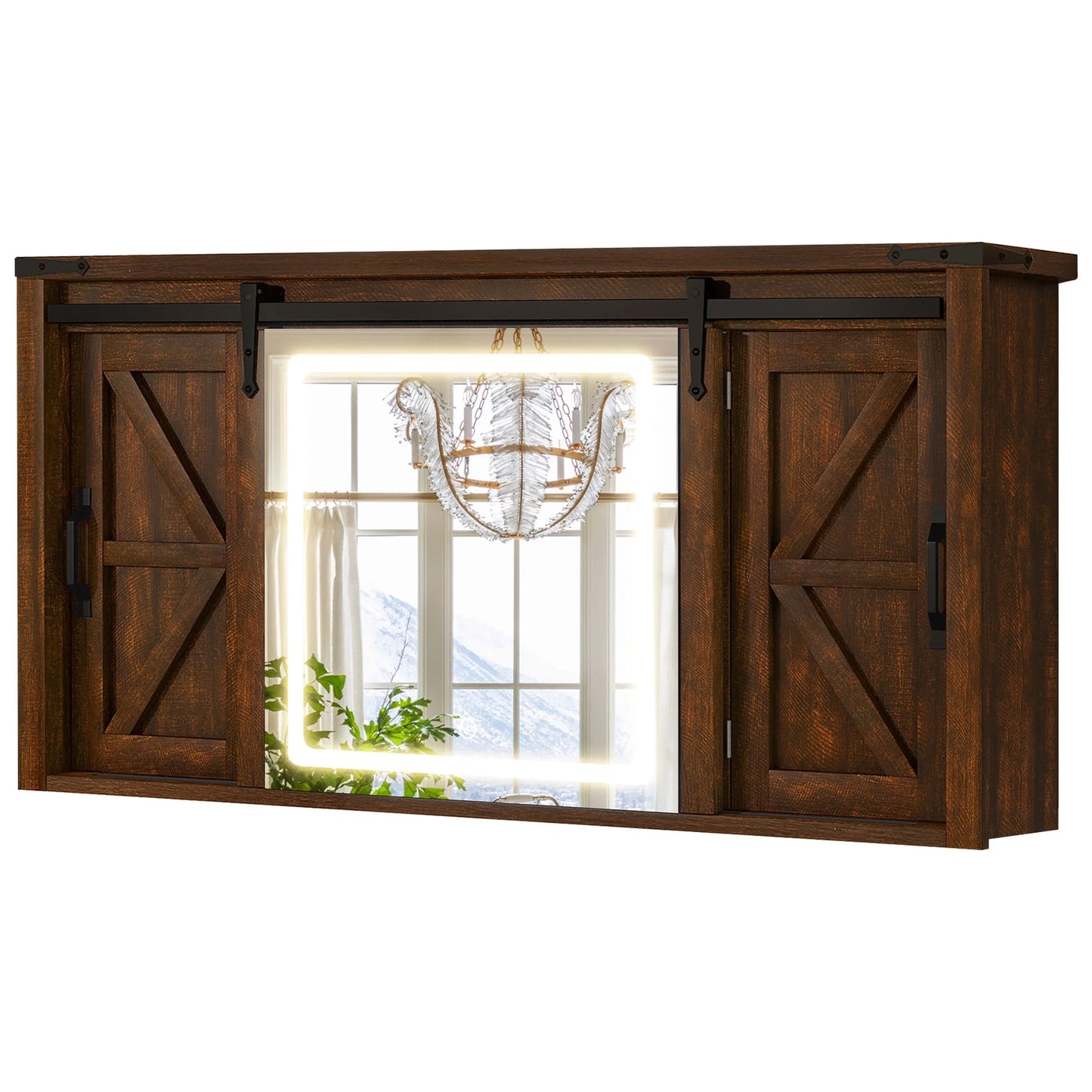 Farmhouse Wall Mount Lighted Medicine Cabinet