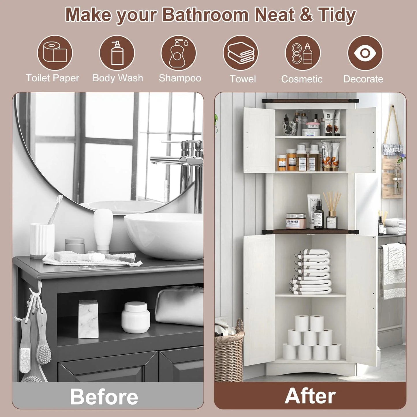 Denis Tall Corner Kitchen Pantry Cabinet