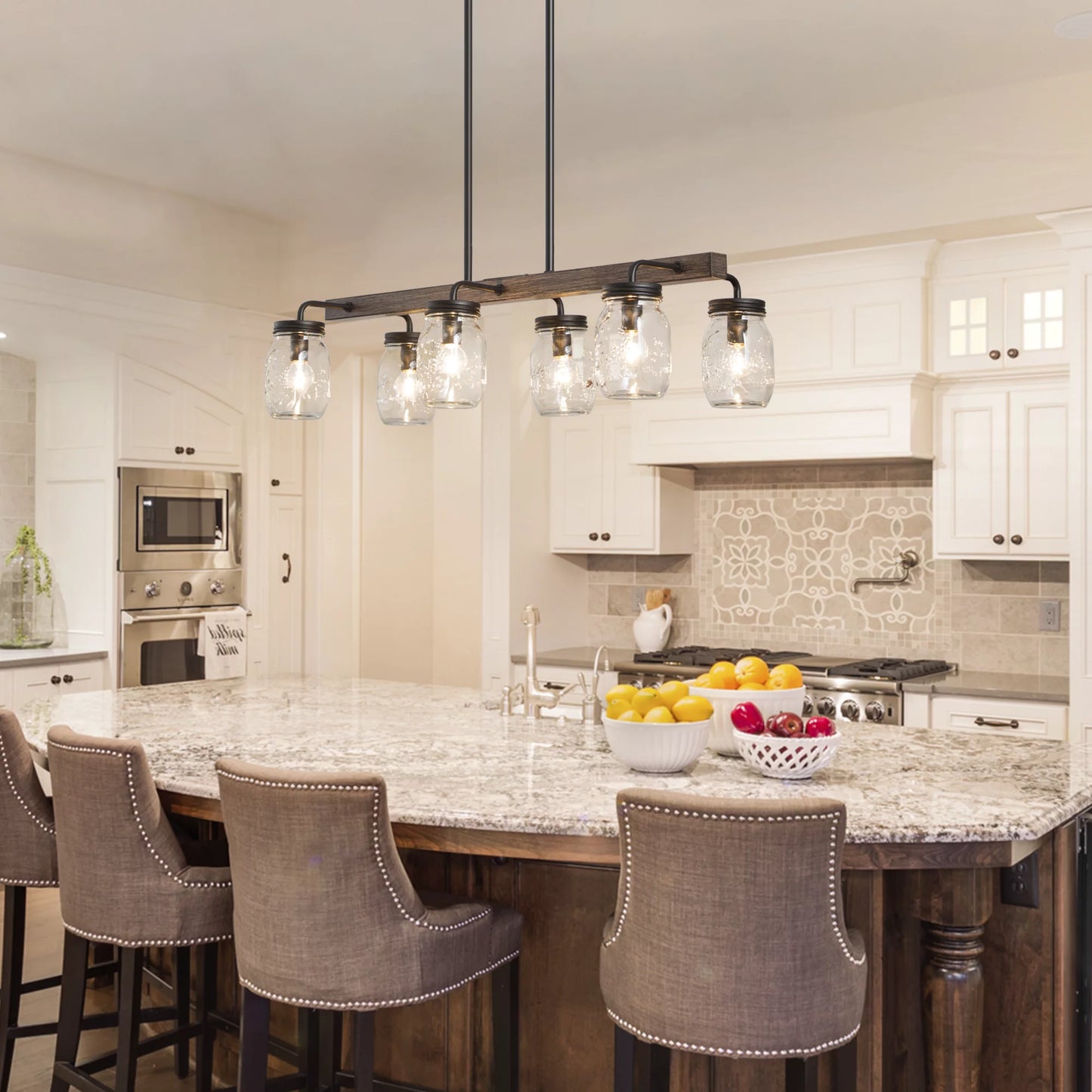 6 Jars Farmhouse Dining Room Chandelier