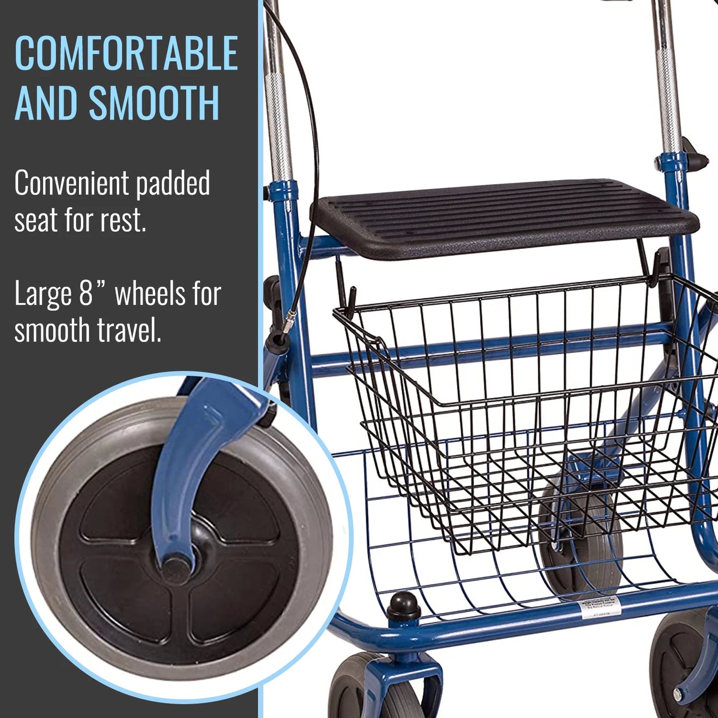 Cooper Rollator Walker With Seat & Basket