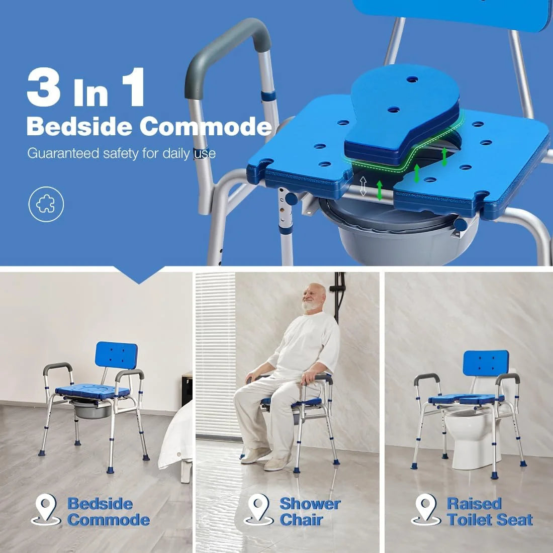 Eaton Adult's Wide Bedside Commode Chair