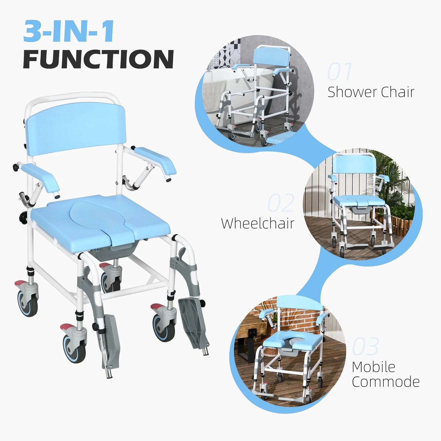 Honor Elderly Shower Commode Wheelchair