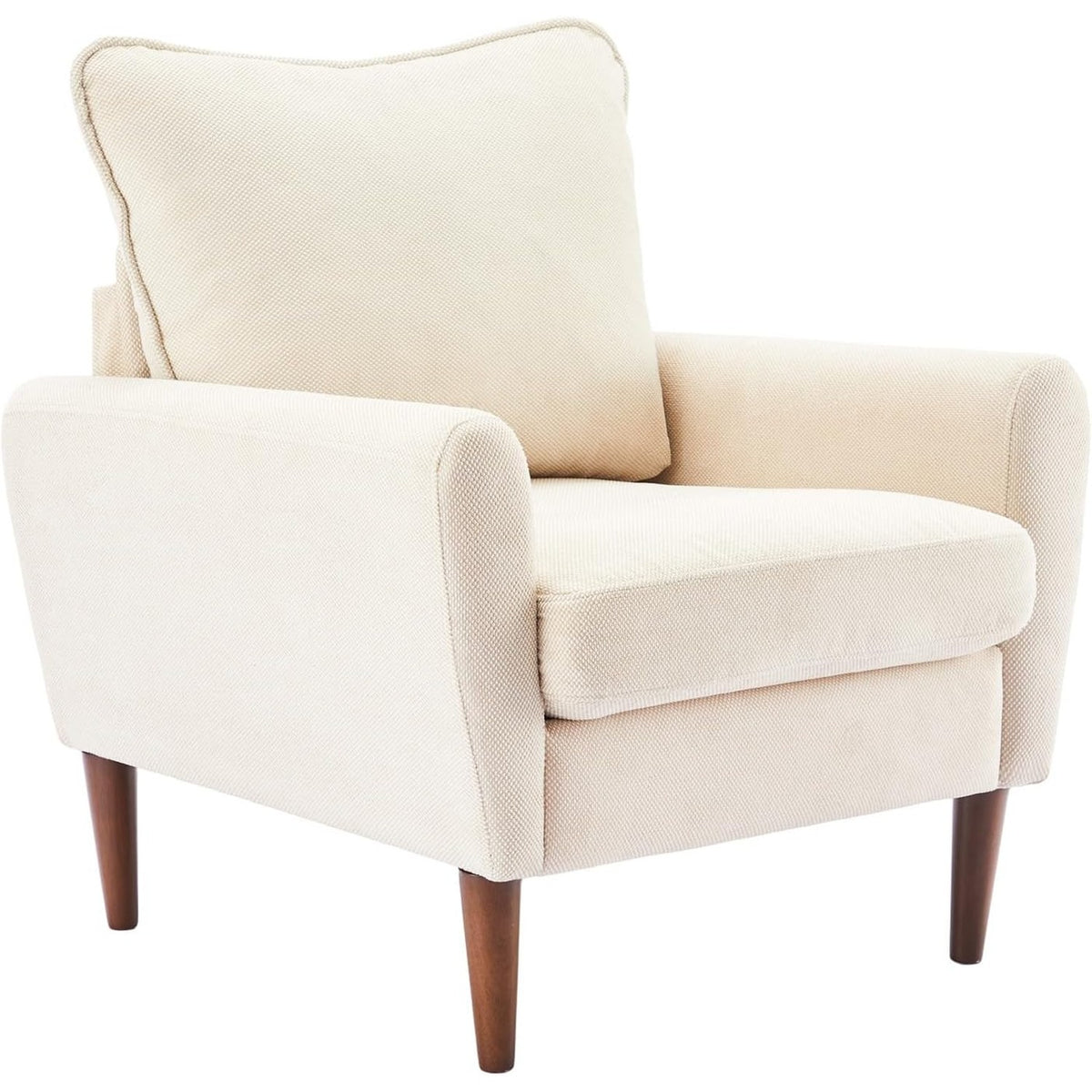 Accent Chairs Set of 2, Mid-Century Upholstered Armchairs with Back Pillow & Solid Wood Legs, Sand – Benedetta