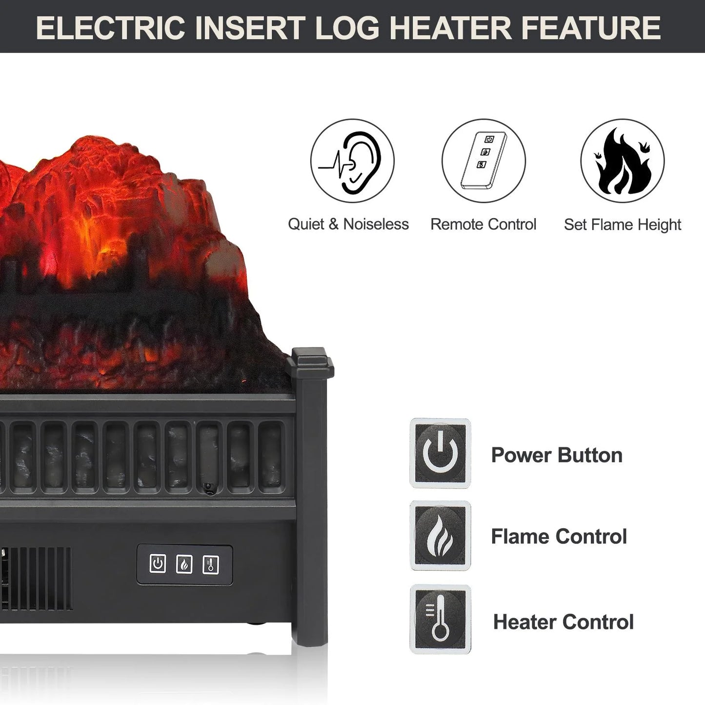 Electric Portable Fake Log Fireplace Insert
