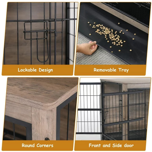 44.1" Salma Rustic Large Dog Crates Furniture