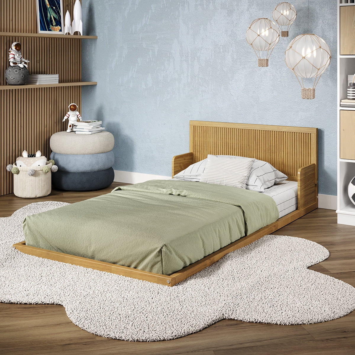 Wooden Twin Children's Montessori Floor Bed