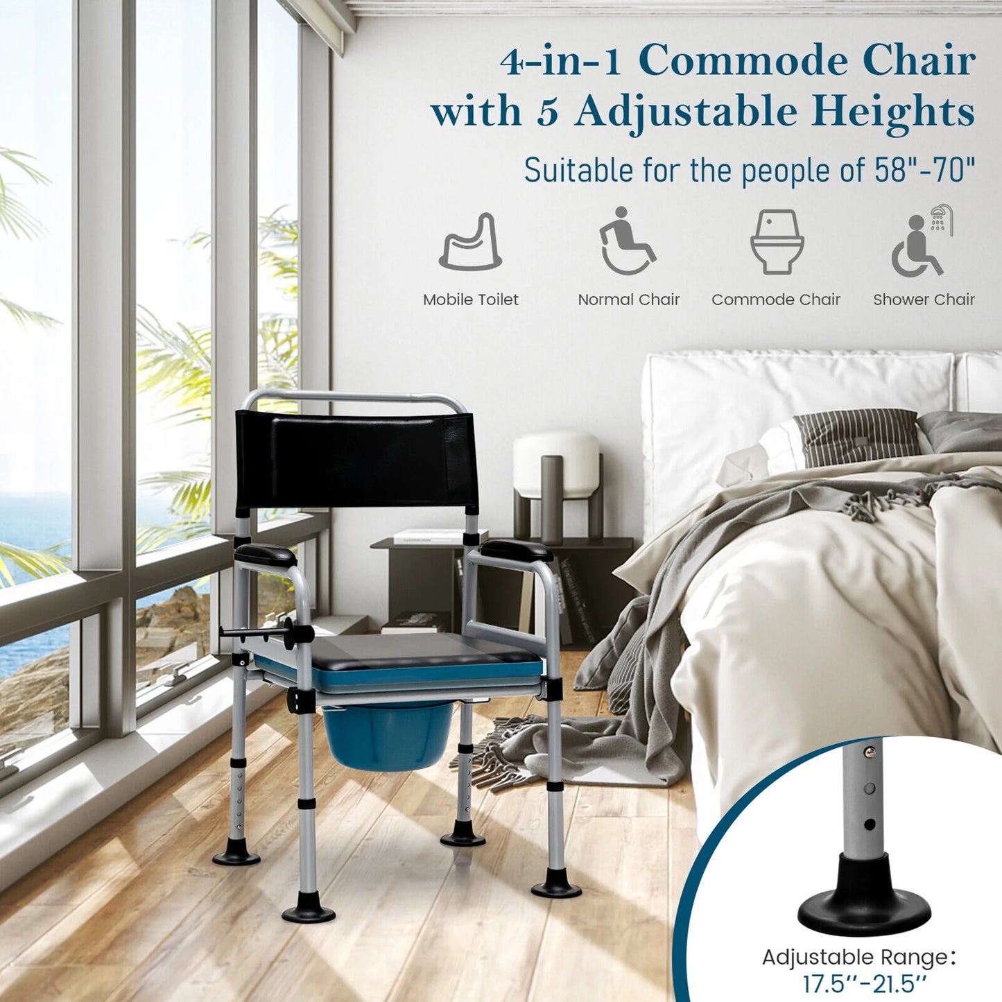 Deacon Adult's Bedside Commode Chair