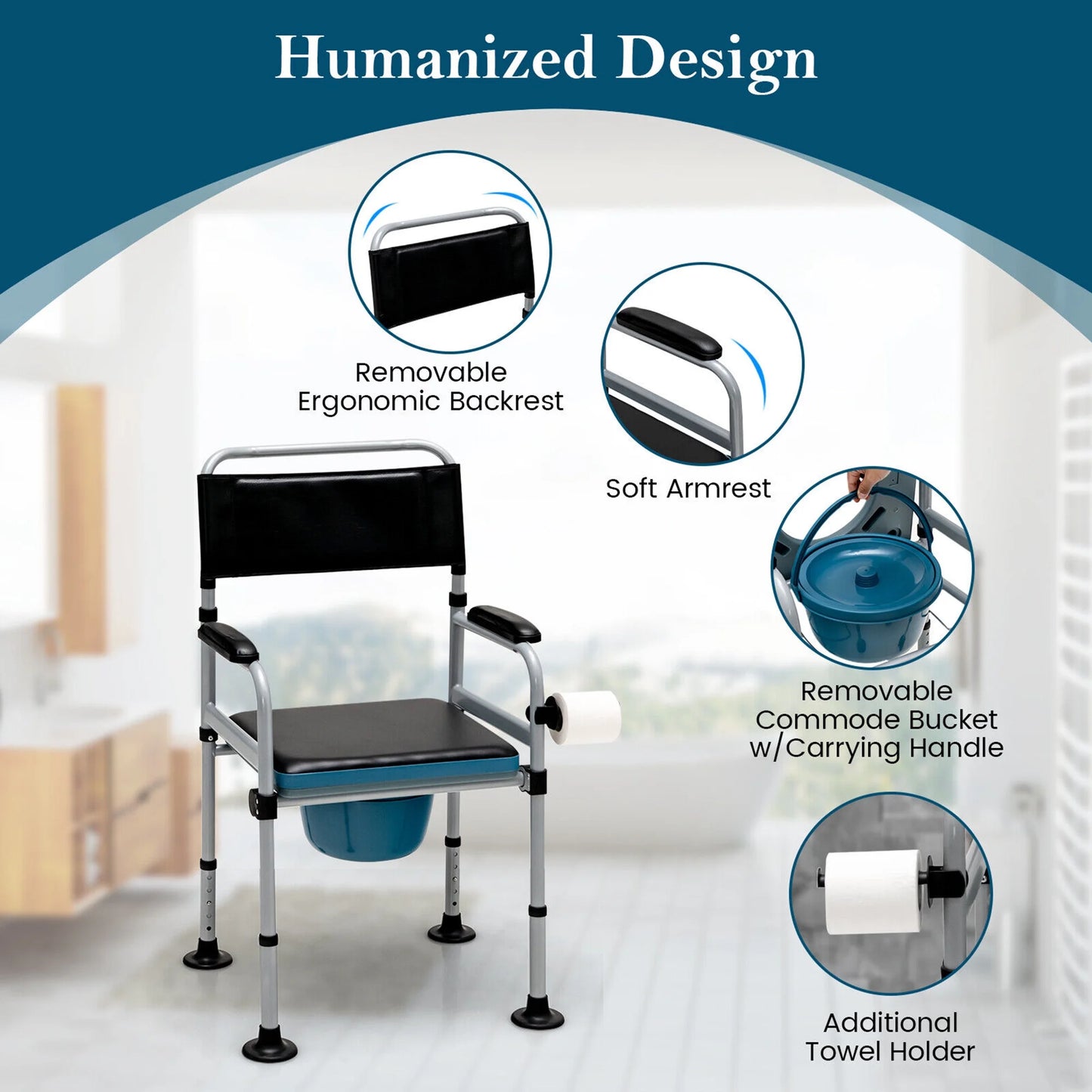 Deacon Adult's Bedside Commode Chair