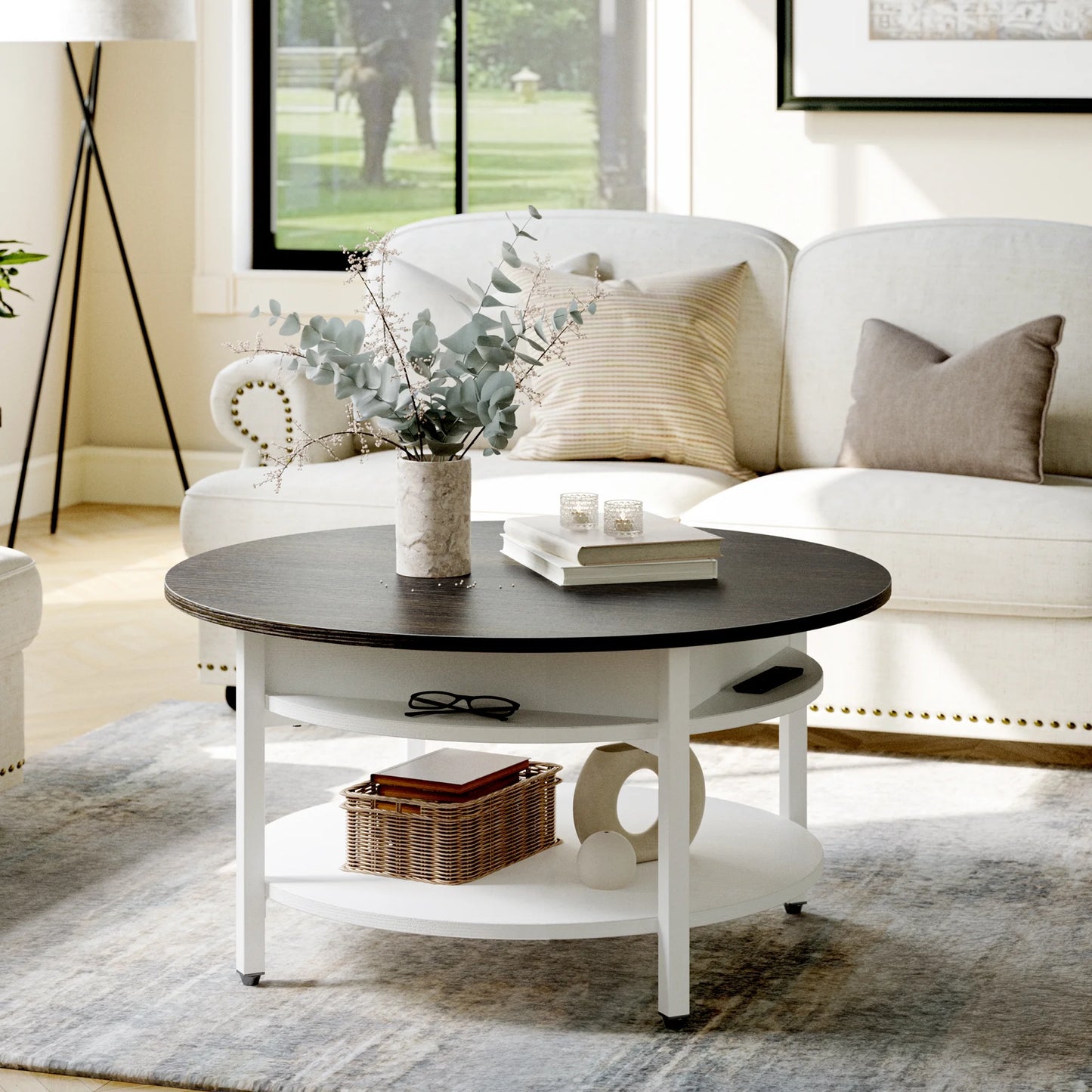 Jerry Round Modern Lift Top Coffee Table