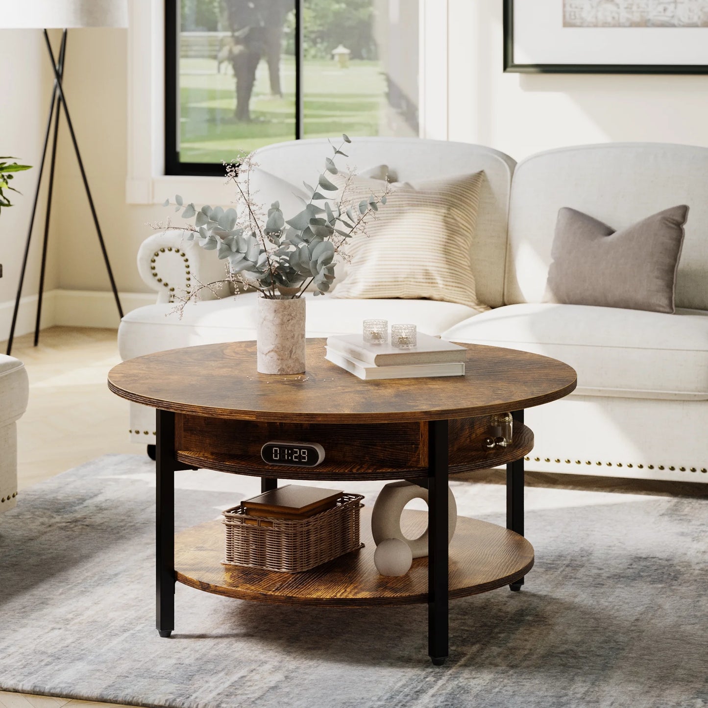 Jerry Round Modern Lift Top Coffee Table