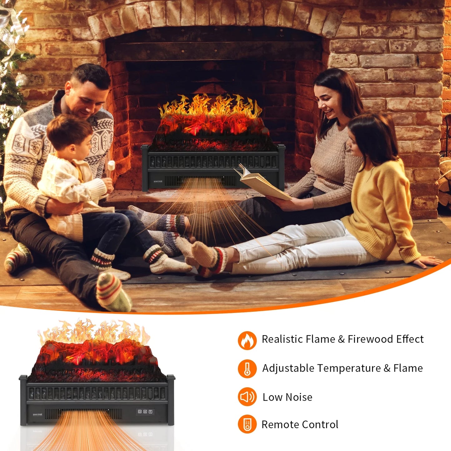 Electric Portable Fake Log Fireplace Insert
