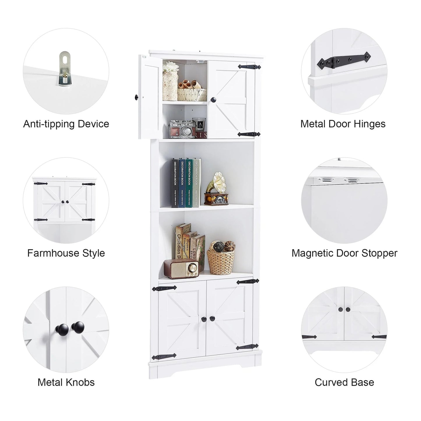 Dana Tall Corner Kitchen Pantry Cabinet