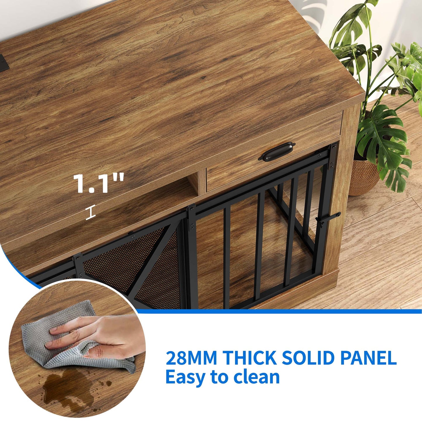 62.6" Enya Double Dog Crate Furniture For 2 Dogs