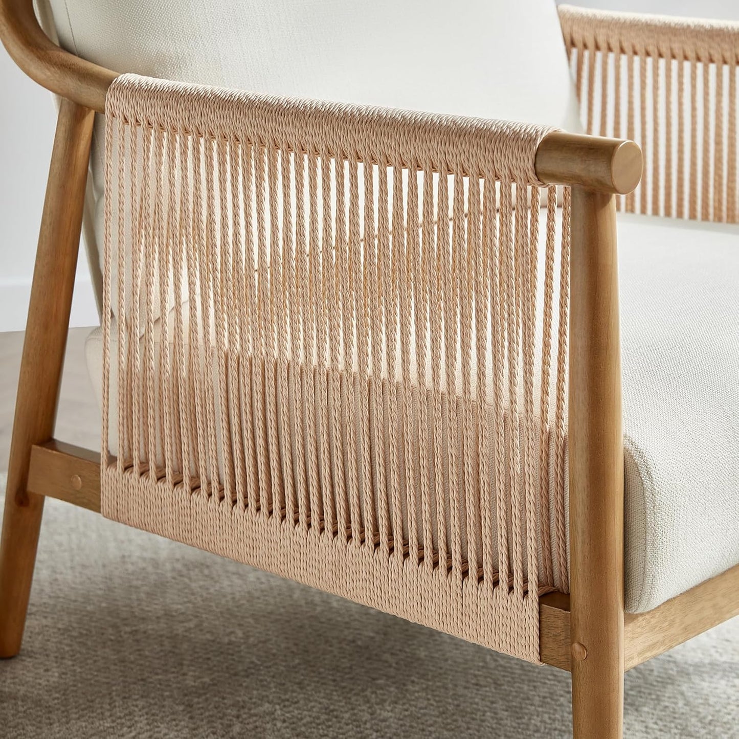 Modern Armchair with Solid Wooden Armrest - Canva Home