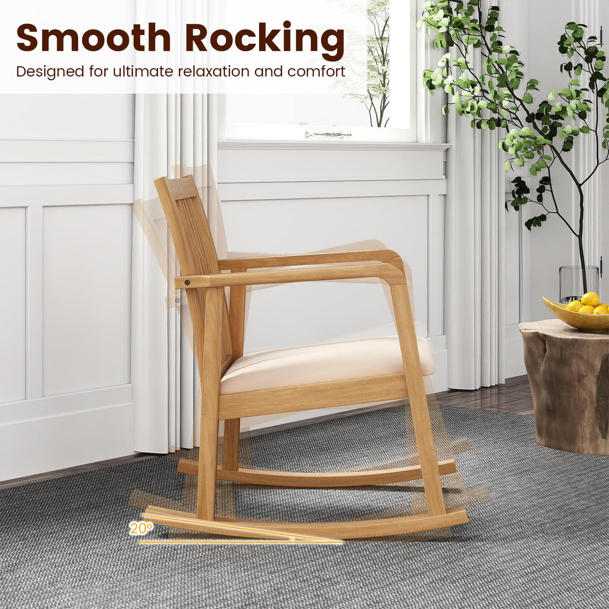 Cosima Mid-Century Rocking Chair with Cushioned Seat
