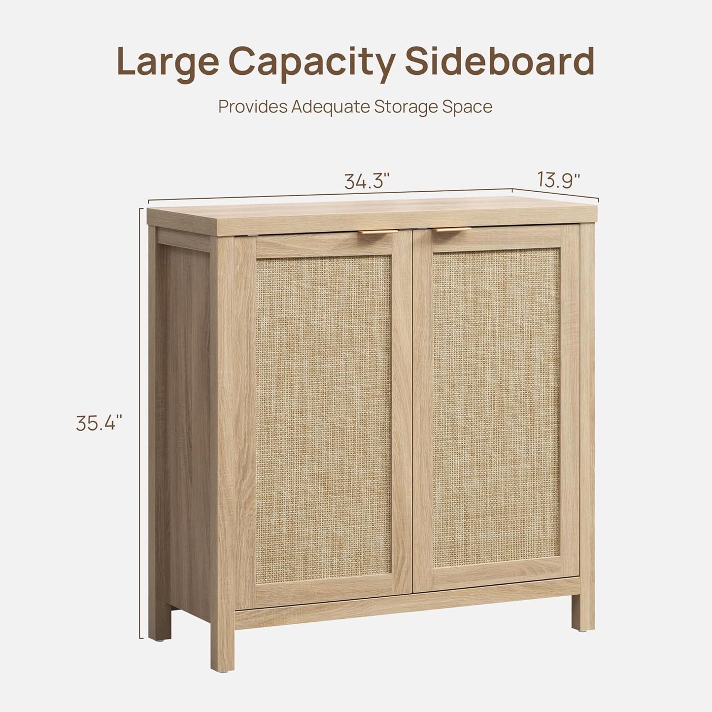 Rattan Sideboard Buffet Cabinet with Large Storage - Canva Home