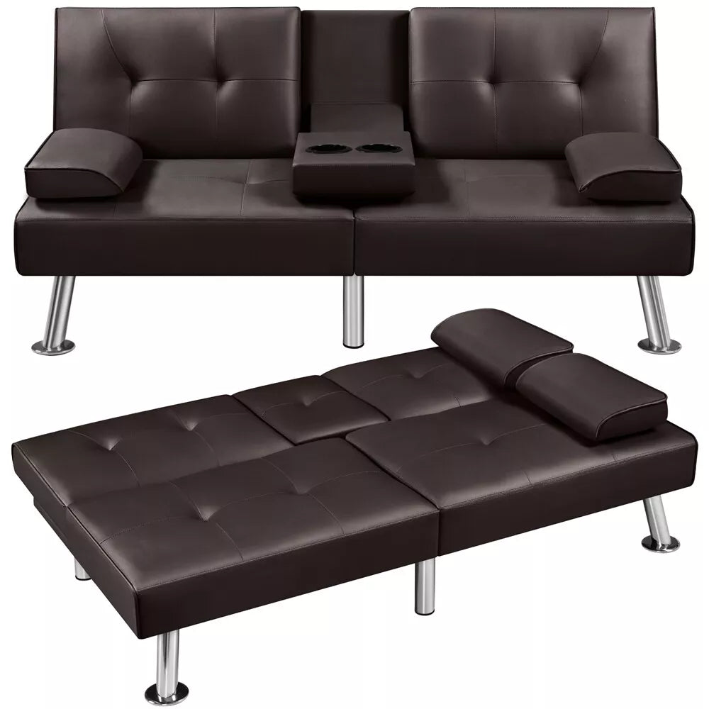 Faux Leather Futon Sofa Bed