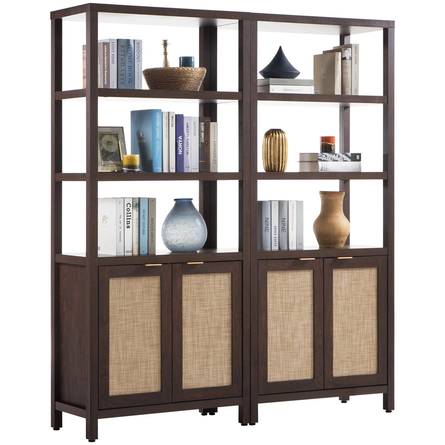 Maia Tall Rattan Bookcase Bookshelf Canva Home