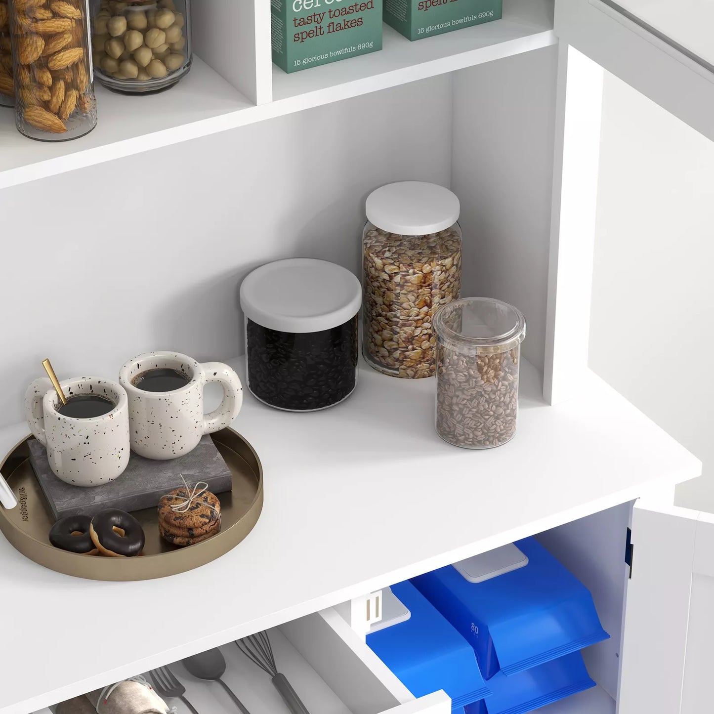 Faris Kitchen Pantry Cabinet Hutch