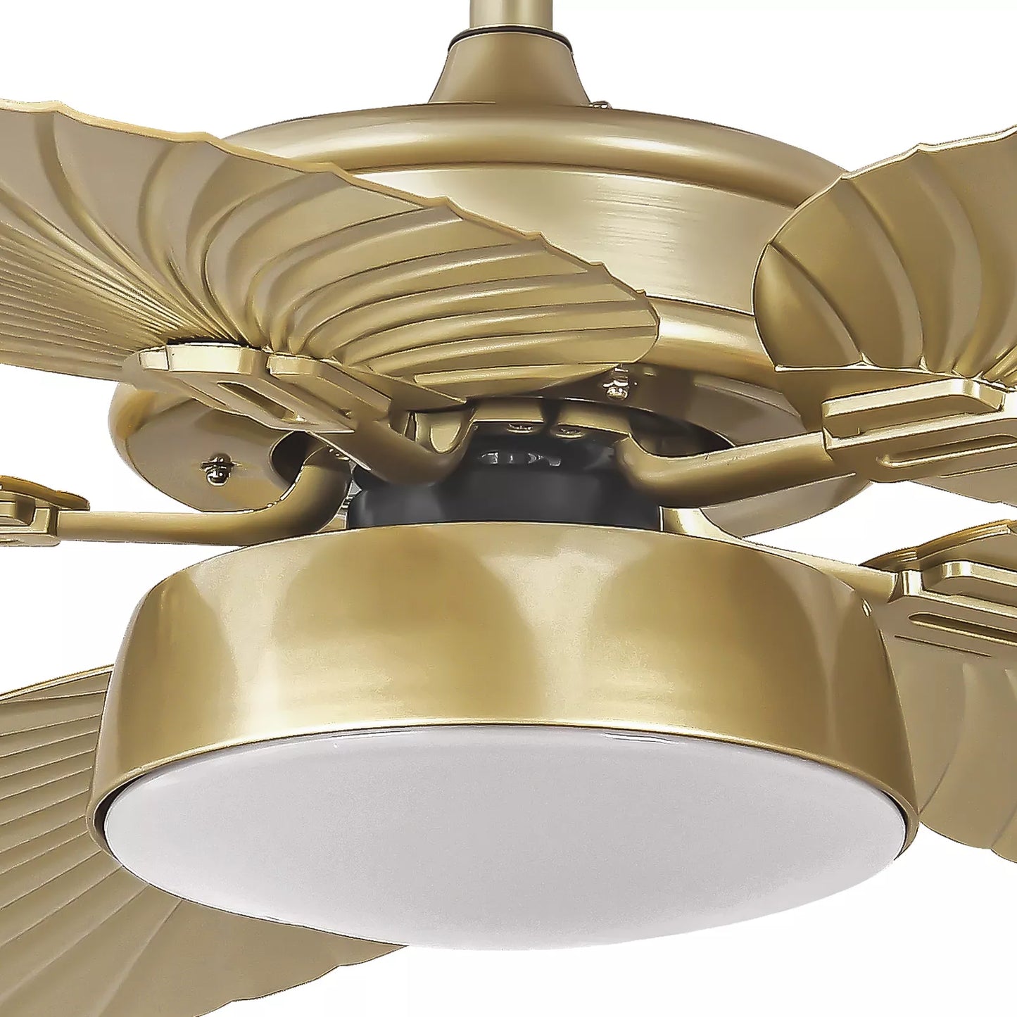 Gold Palm Leaf Ceiling Fan With Light & Remote