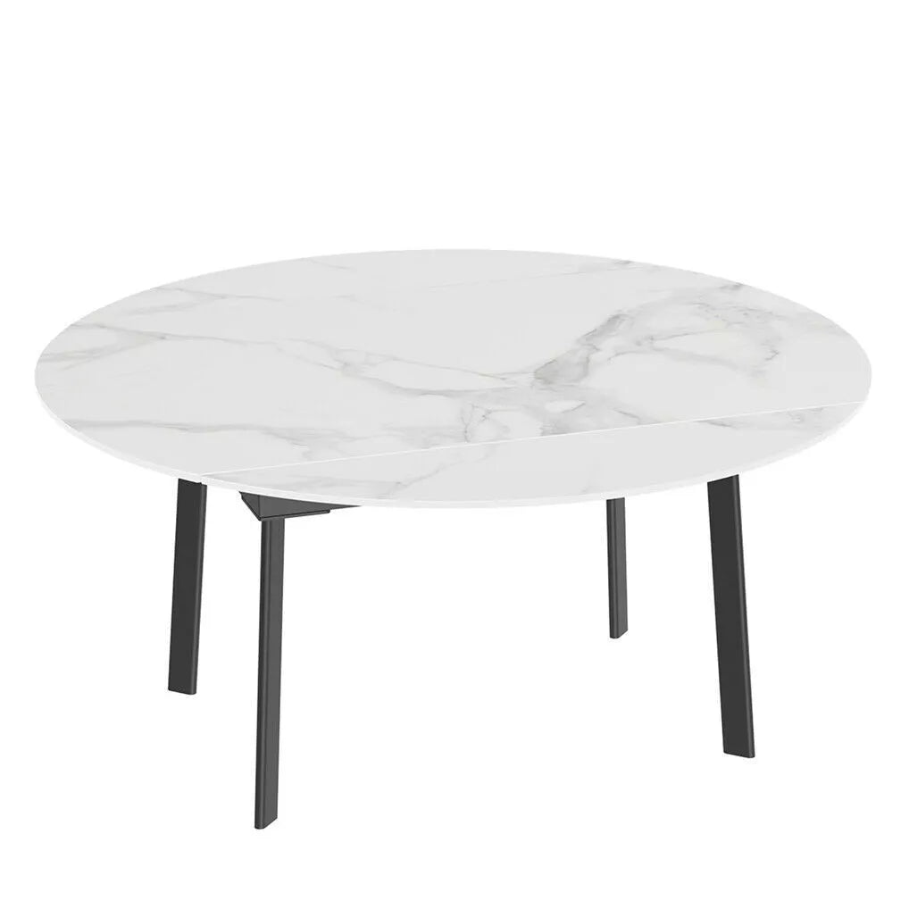 Caspar Marble Round Extendable Dining Table For 6
