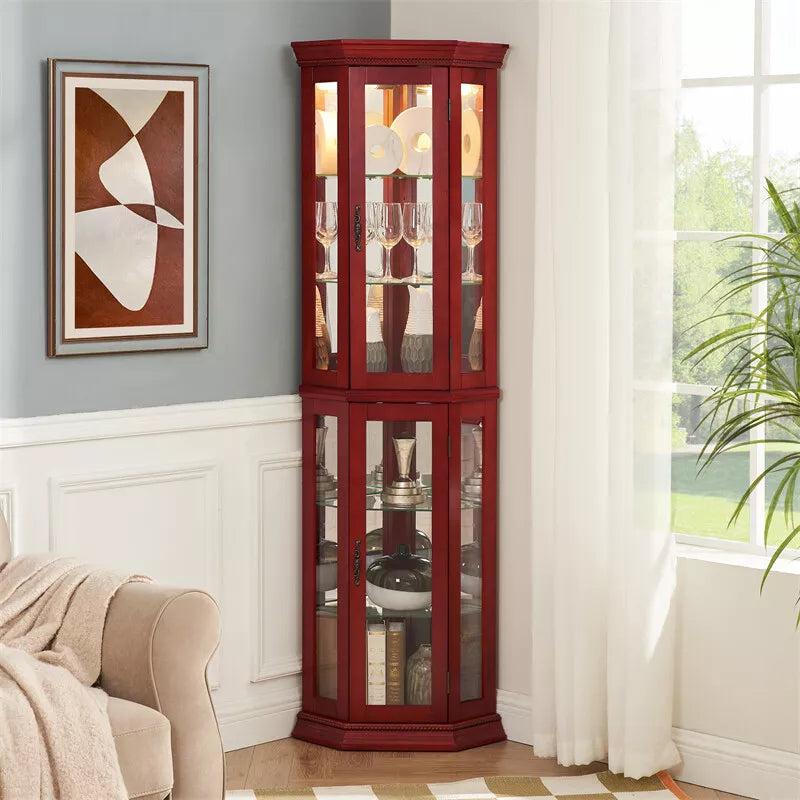 Lewis Corner Curio Cabinet With Glass Doors Canva Home