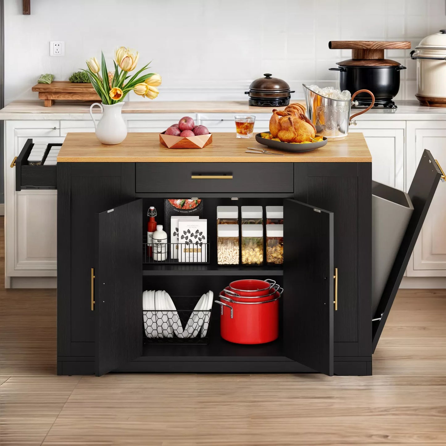 Boyle Kitchen Trash Can Cabinet