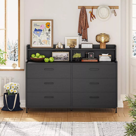 Elif Modern Black 6 Drawer Chest Dresser