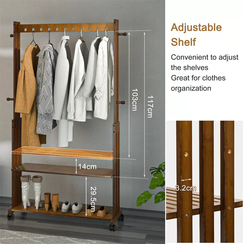35" Heavy Duty Rolling Wardrobe Clothes Rack