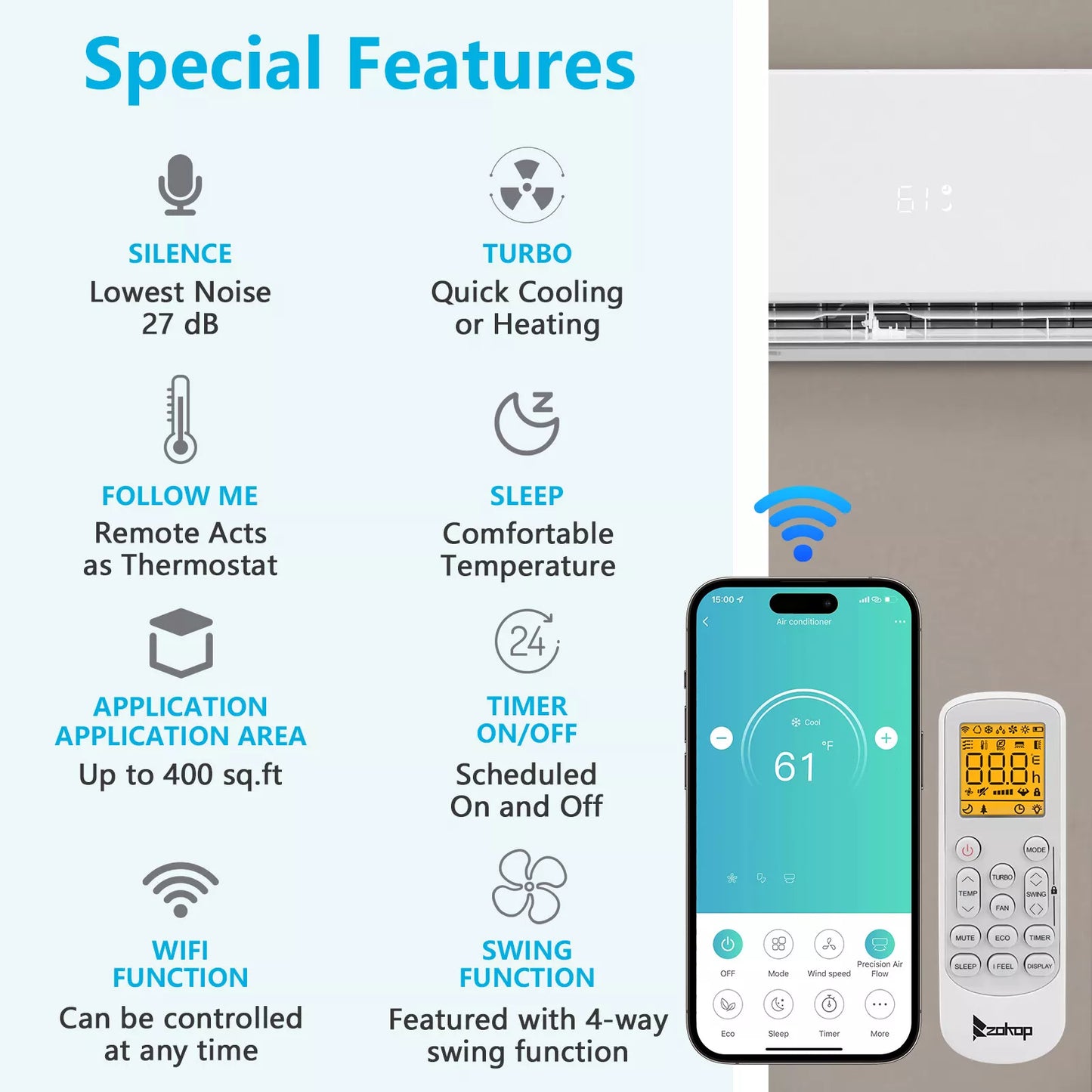 18000 BTU Mini Split Heat Pump Air Conditioner