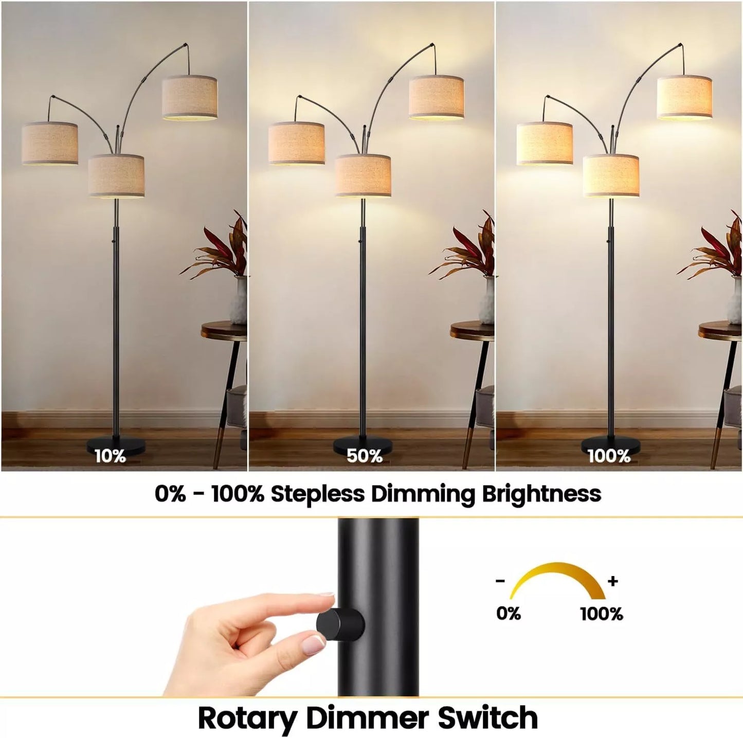 3 Lights Farmhouse Living Room Floor Lamp