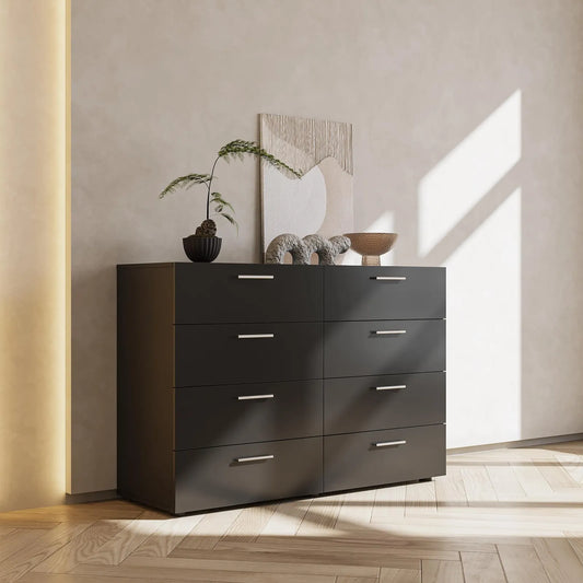 Noah Black Modern 8 Drawer Chest Dresser