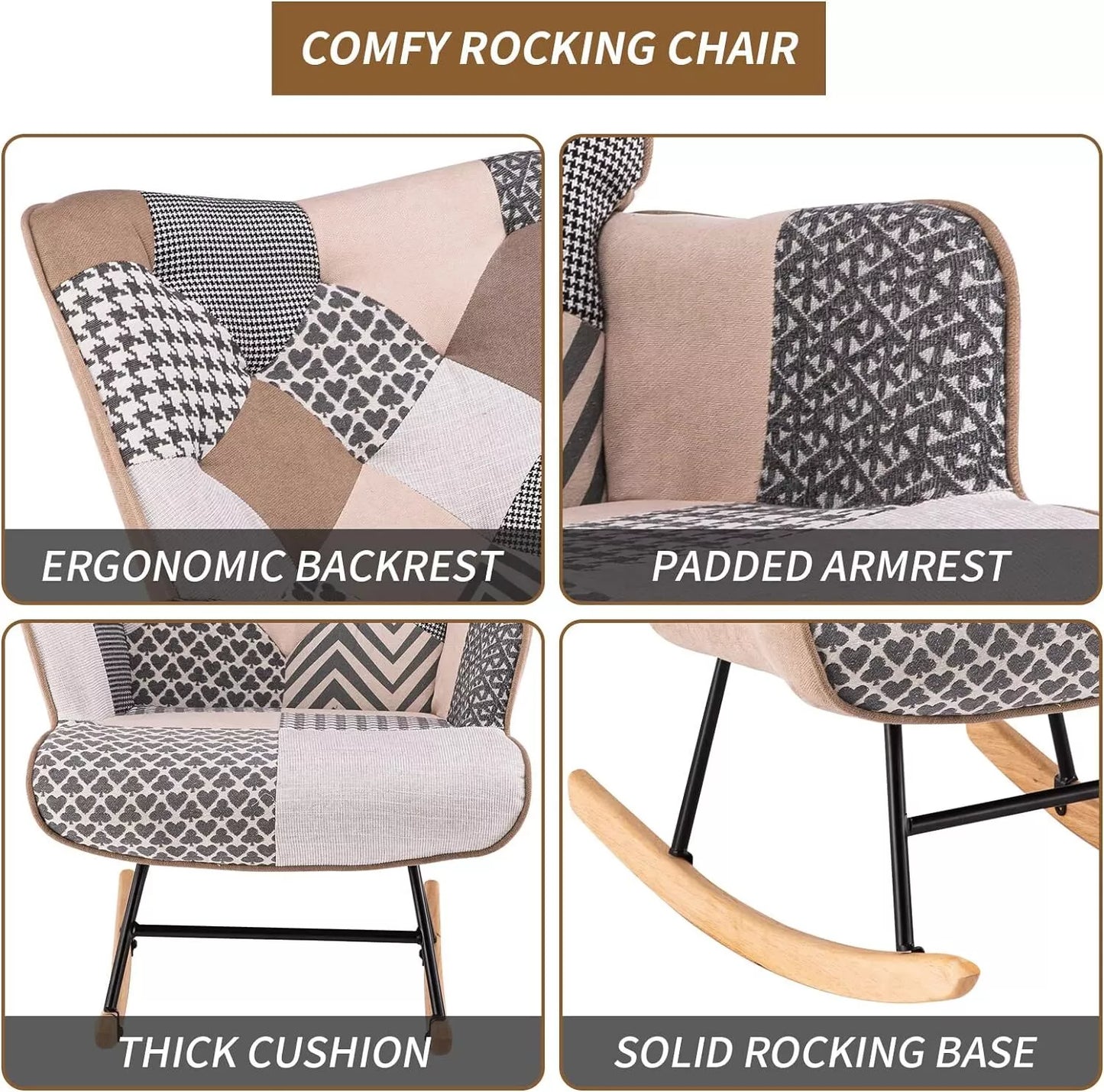 Nursery Modern Cushioned Rocking Armchair