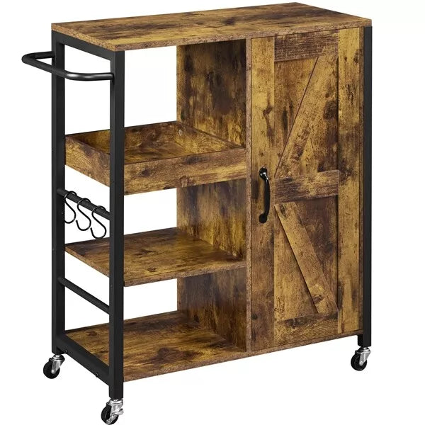 Dunn Rustic Rolling Kitchen Island Cart