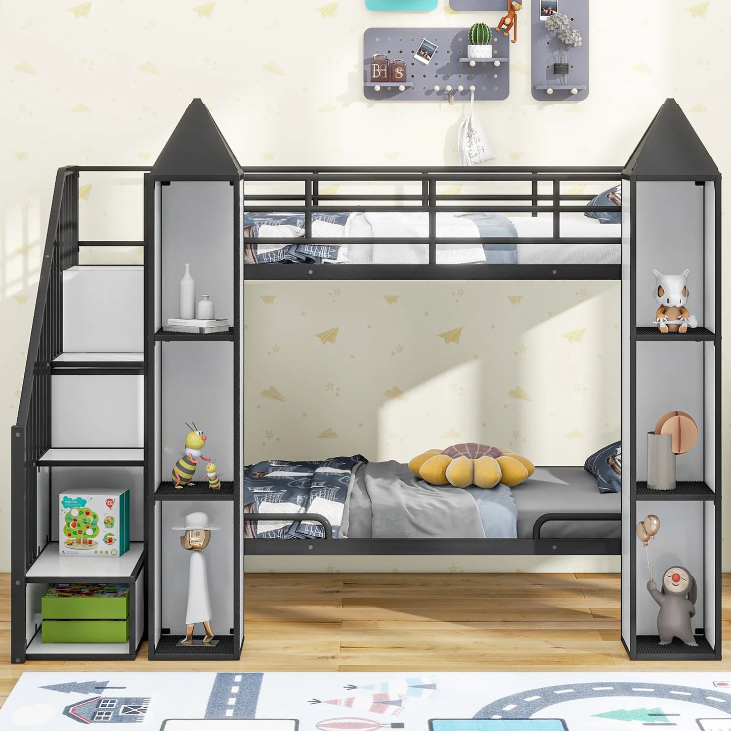 Moody Twin Over Twin Kids Bunk Bed With Stairs