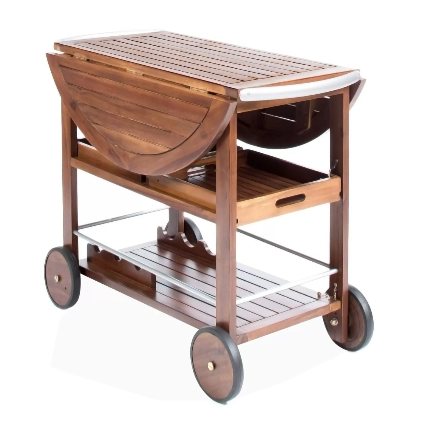 Wood Rolling Beverage Bar Cart